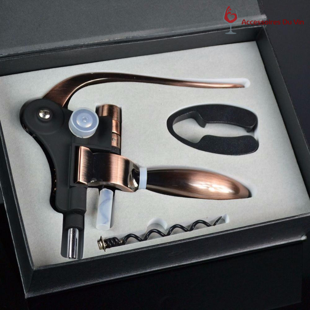 Tire-bouchon Sommelier Professionnel 3 En 1 - Acier Inoxydable, Manche Bois, Ouvre-bouteille/capsule