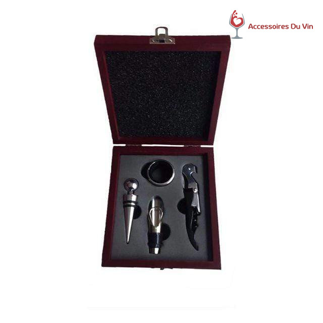 Kit Accessoires Vin Legami - Tire-bouchon, Anneau Anti-goutte, Bouchon Verseur, Dans étui Bouteille (23,5 Cm)